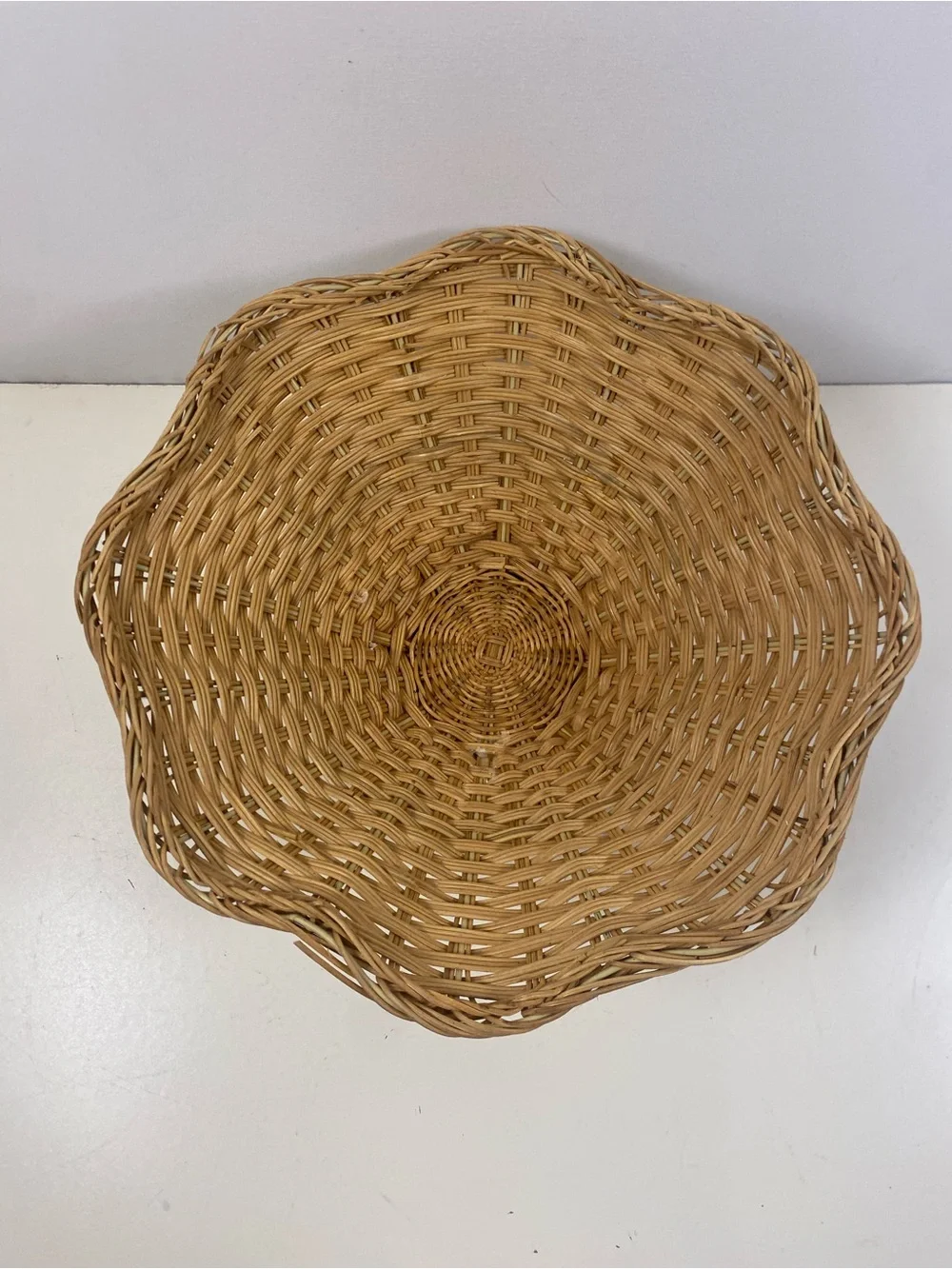 Studio McGee Woven Rattan Pedestal Natural Brown Basket 15” Diameter